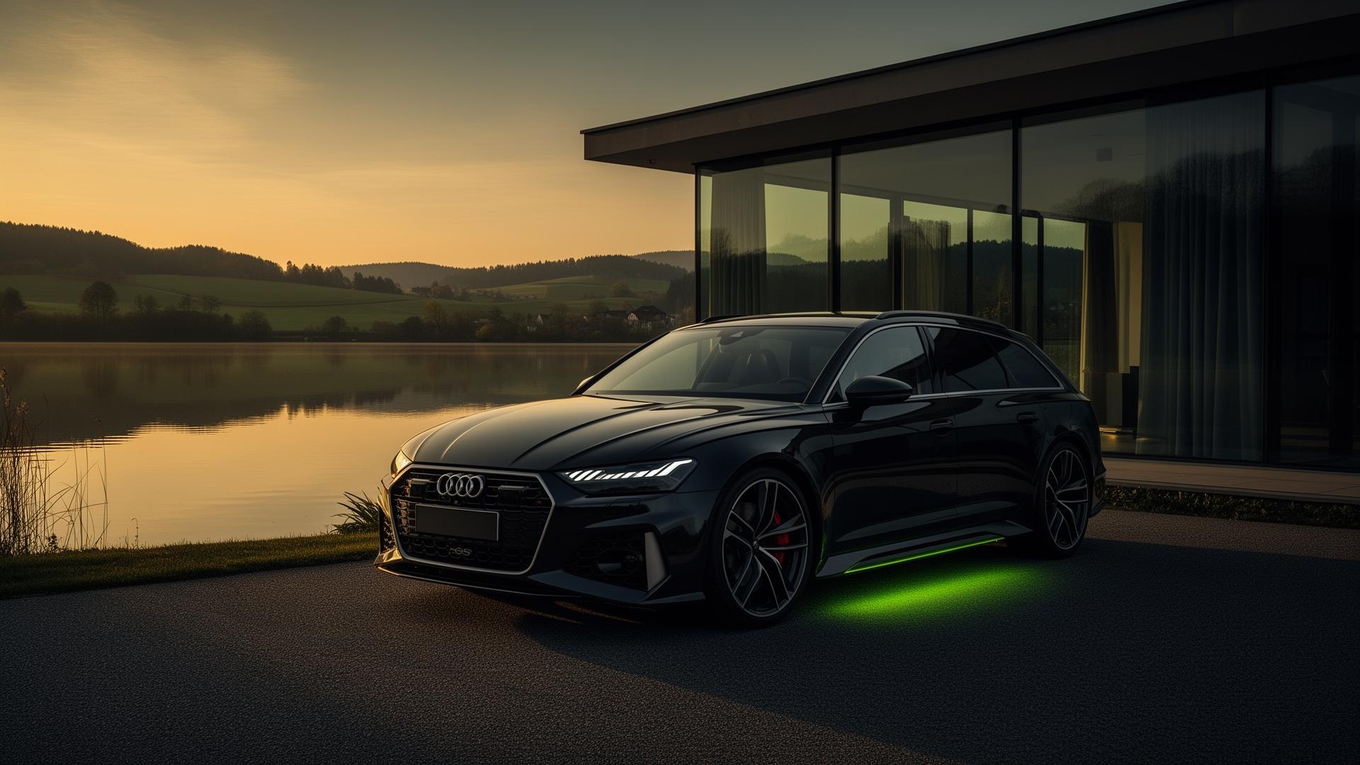 Schwarzer Audi RS6 Avant vor einem Haus am See – bundesweiter Einsatz
